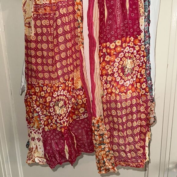 Polyester crinkle cloth floral paisley multi pattern multi color long scarf - Picture 3 of 5